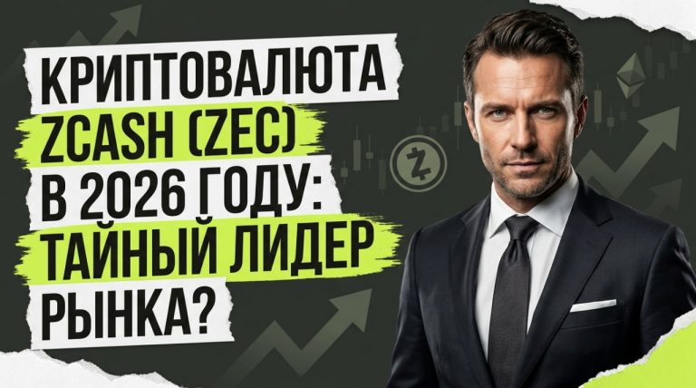 криптовалюта Zcash логотип на черном фоне